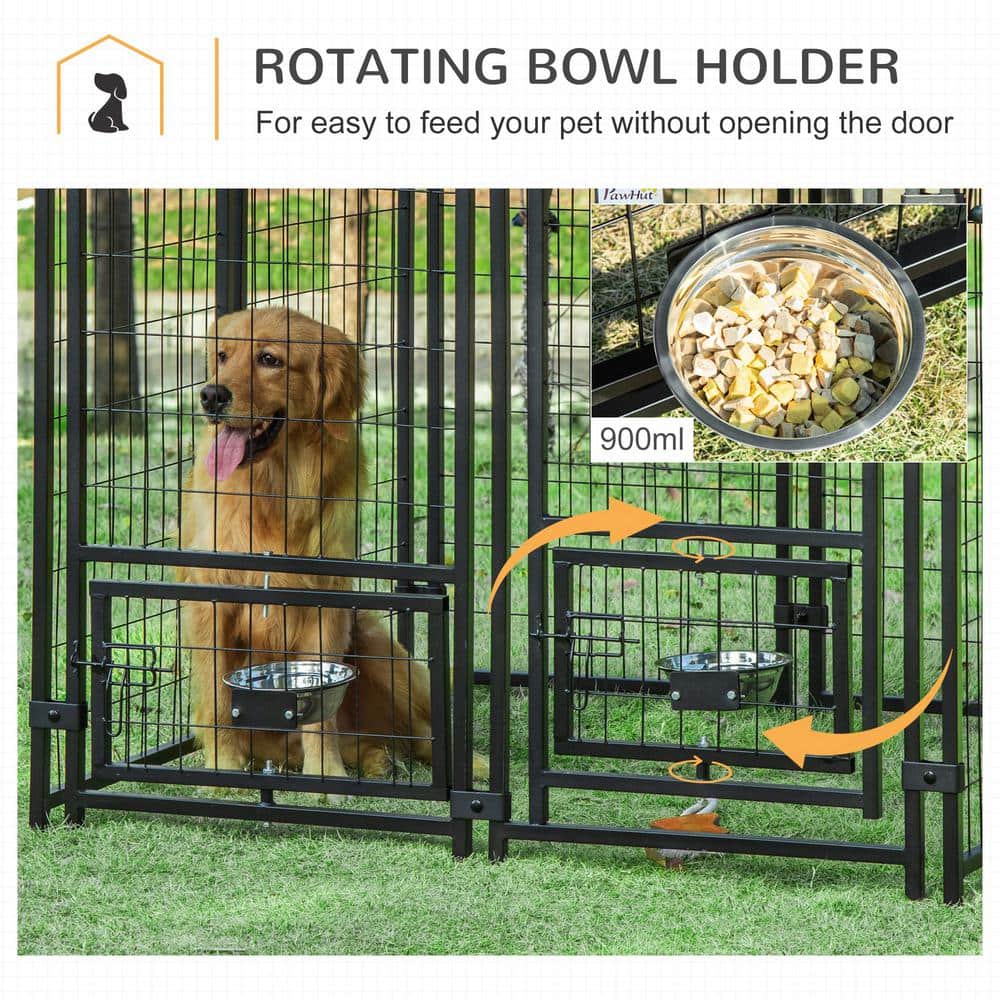 PawHut Red Metal Outdoor Dog Kennel with Roof