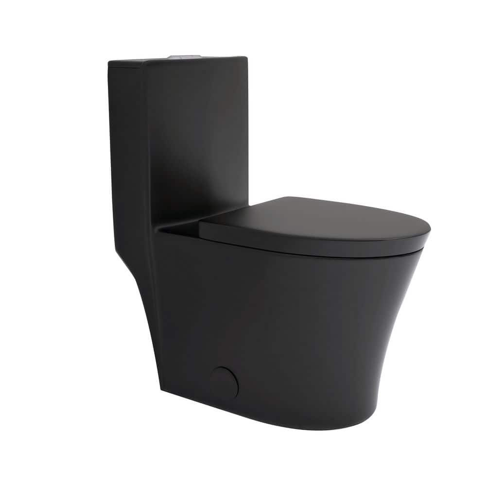 BW 12 in. Floor Mounted 1-Piece 1.1/1.6 GPF Dual Flush Elongated Toilet in Black Seat Included price history on PriceWatchPro