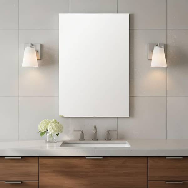 Upson 5 in. W x 7.75 in. H 1-Light Brushed Nickel Dimmable Wall Sconce with Glass Shade and No Bulb Included