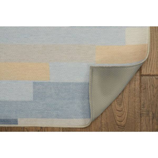 Mimi Ivory and Blue 7 ft. W x 9 ft. L Washable Polyester Indoor/Outdoor Area Rug