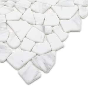 Pebble White Carrara River Rock 12 in. x 12 in. Recycled Glass Marble Looks Floor and Wall Mosaic Tile (10 sq. ft./Case)