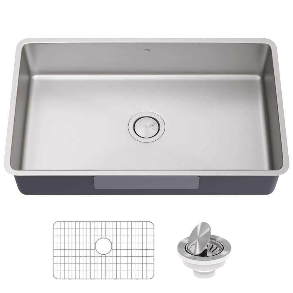 Kraus Dex 32 Inch Undermount 16 Gauge Stainless Steel Single Bowl Kitchen Sink