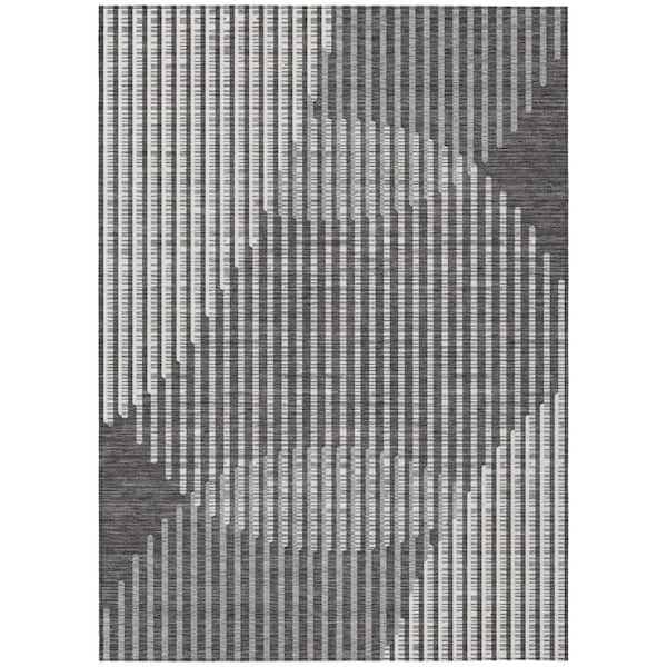Chantille Machine Washable Indoor/Outdoor Abstract ACN1001 Charcoal 8 ft. x 10 ft. Area Rug