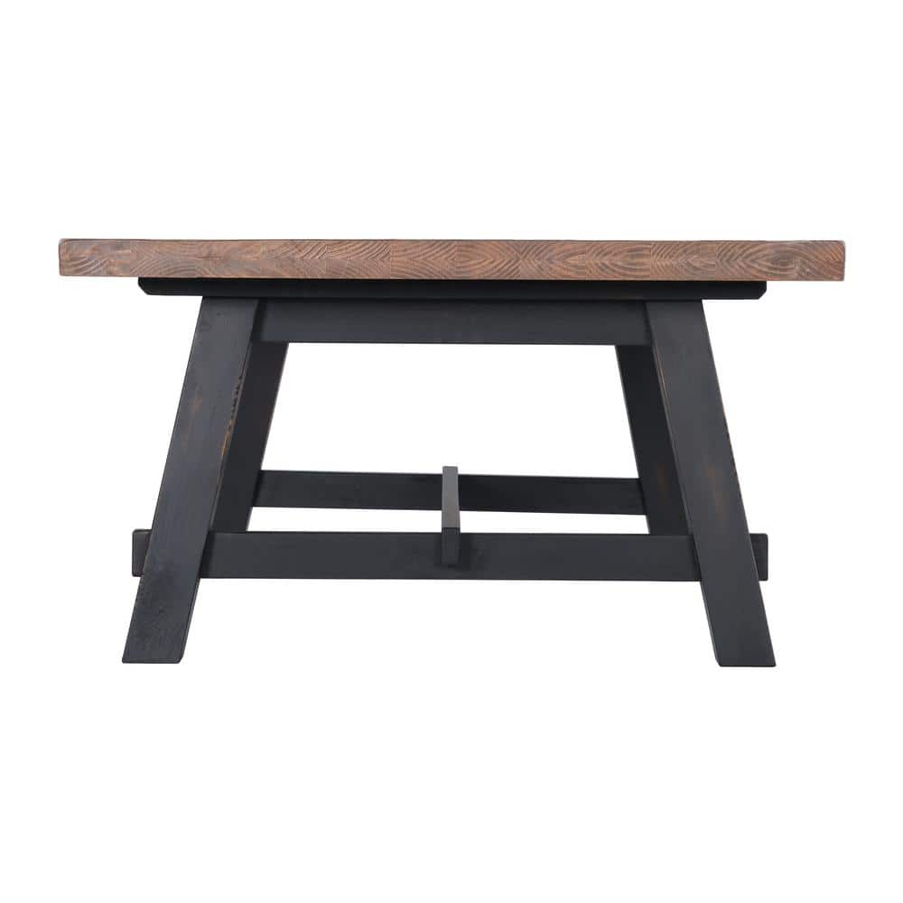 Rustic Industrial 51'' Solid Wood Sawhorse Coffee Table in Natural/Black
