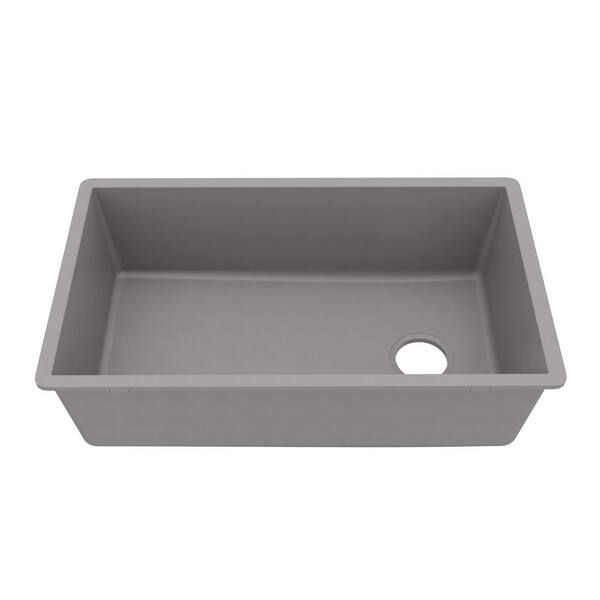 Undermount Quartz Composite 32 in. Single Bowl Kitchen Sink in Grey