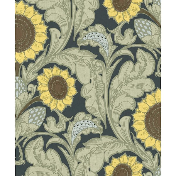 Unbranded Llewelyn-Bowen Off The Wall Yellow/Green/Blue Floral Sunnyside Up Matte Finish Non-Pasted Non-Woven Wallpaper Roll