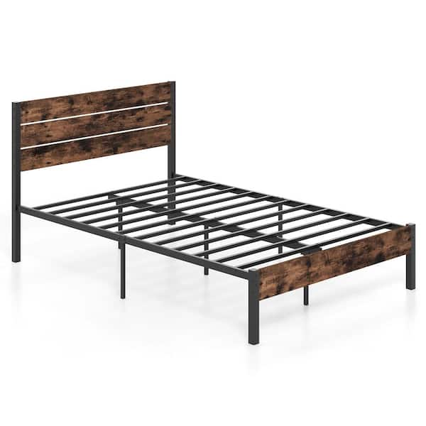 Fulln Size Bed Frame with High Headboard and Mute Bar-Full Size