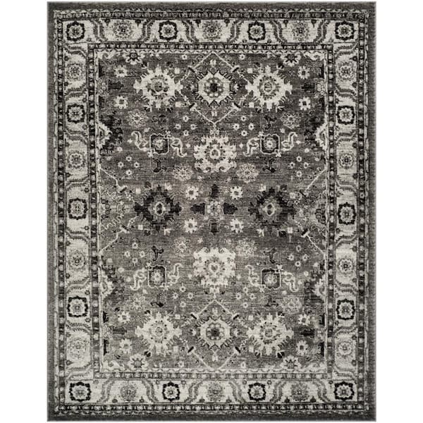 Vintage Hamadan Gray/Black 9 ft. x 12 ft. Border Area Rug