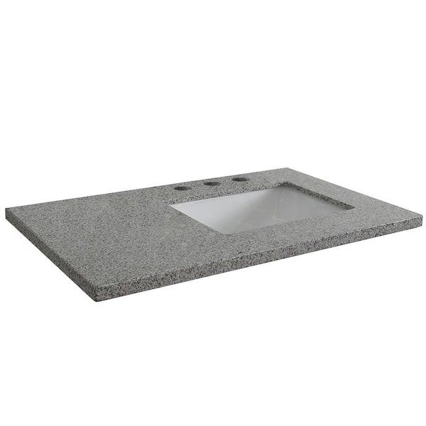 Bellaterra Home 37 in. W x 22 in. D x 2 in. H Gray Granite Vanity Top with Right Side Rectangular Sink