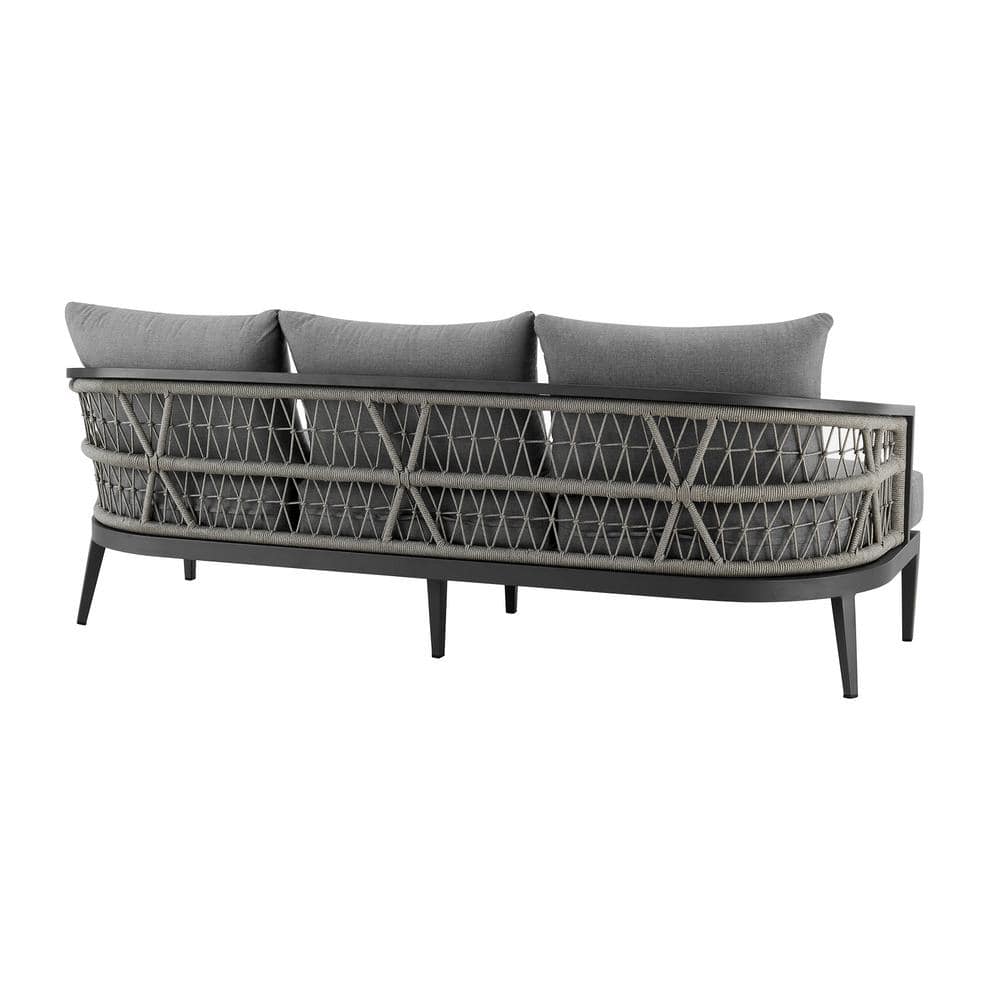 Zelda Gray Aluminum Outdoor Patio Sofa with Cushions
