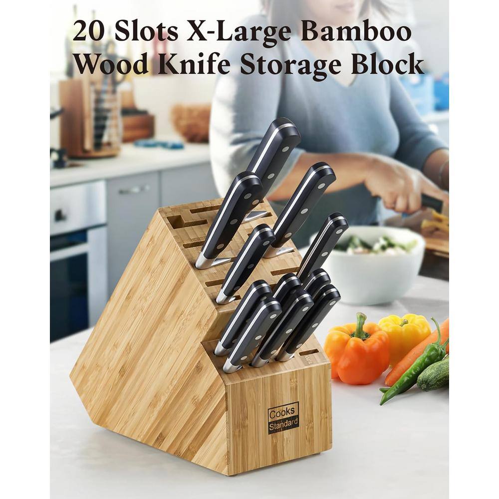 20-Slot Natural Bamboo Universal Knife Storage Block