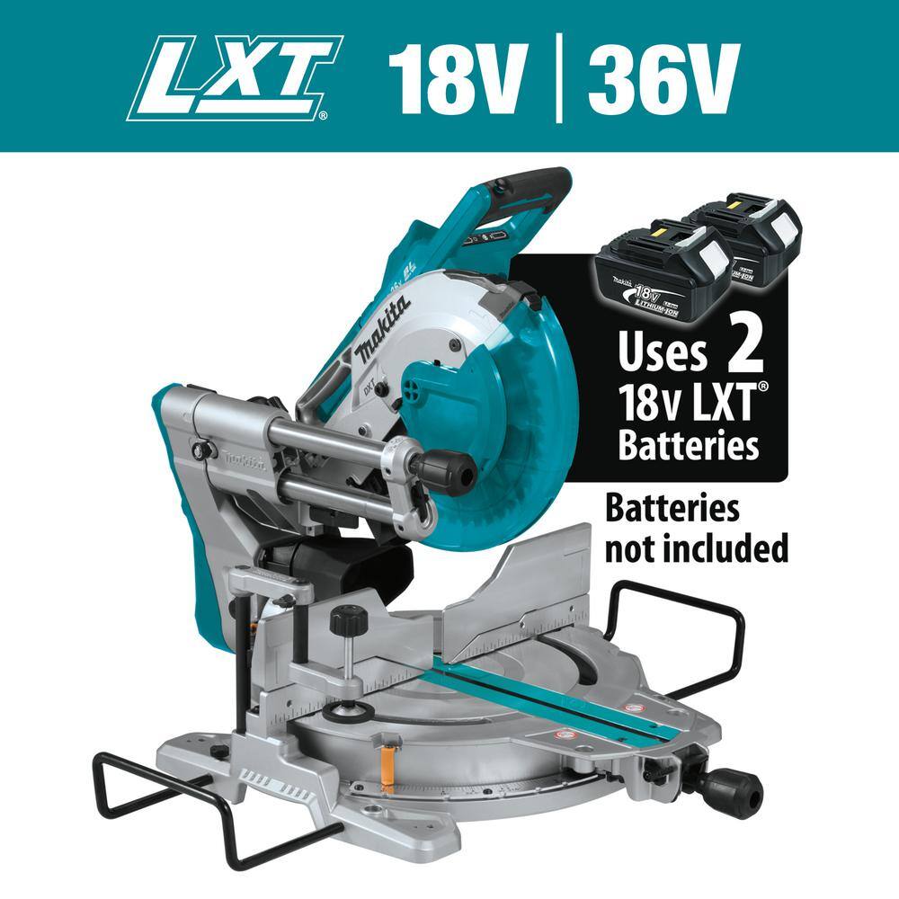 Makita 18V X2 LXT Lithium-Ion (36V) Brushless Cordless 10 in. Dual-Bevel  Sliding Compound Miter Saw with Laser (Tool Only) XSL06Z - The Home Depot