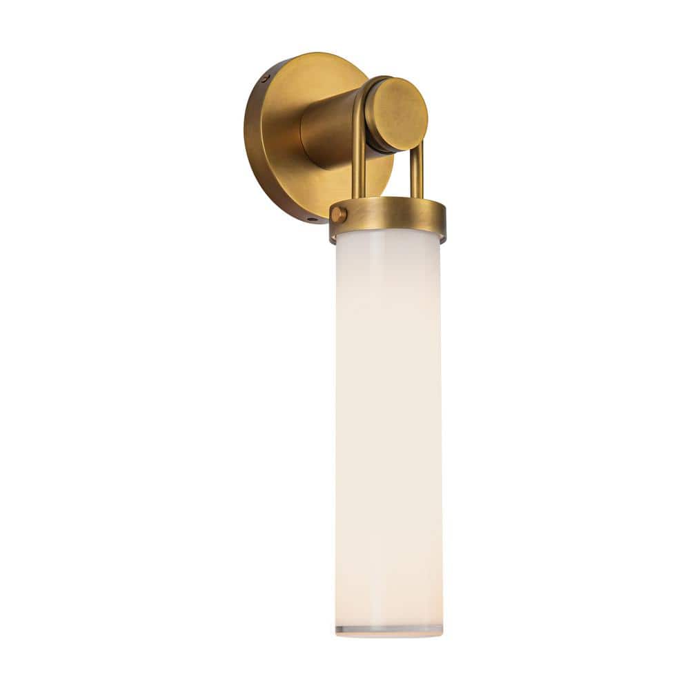 Vintage Brass and Opal Glass Wall Sconce Light