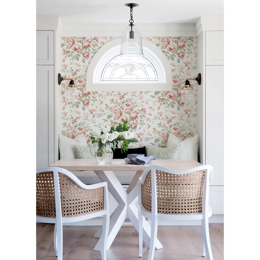 Manon Pink and Green Floral Pre-pasted Wallpaper