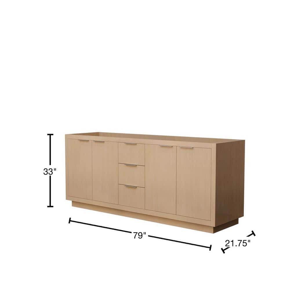 Maroni Light Straw Double Freestanding Vanity Cabinet with Brushed Nickel Hardware