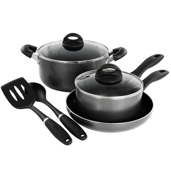Claireborne 7 Piece Non Stick Aluminum Cookware Set in Granite Grey