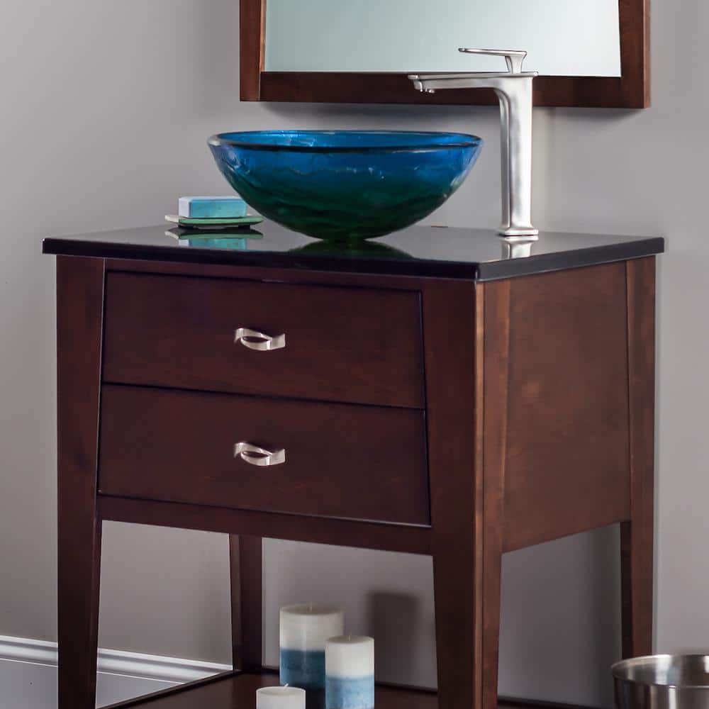 Mare 19'' Blue and Green Glass Round Vessel Sink