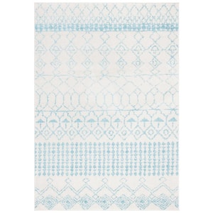Tulum Ivory/Turquoise 8 ft. x 10 ft. Moroccan Area Rug