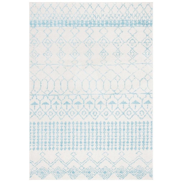 Tulum Ivory/Turquoise 8 ft. x 10 ft. Moroccan Area Rug