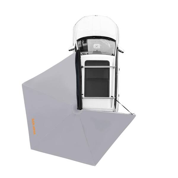 FIROMO 6.4 ft. x 19 ft. Grey Trapezoid Heavy Weight Sun Shade Sail, 180-Degree Free-Standing Awning 600D Double-Ripstop Oxford