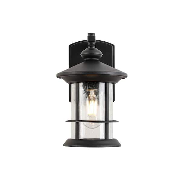 Jushua 1 Waterproof Outdoor Wall Light, Clear Glass Sheet Outdoor Wall Light, Matte Black
