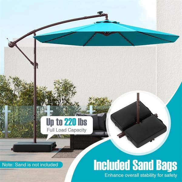 costway patio market offset umbrella base stand with sandbags Fillable w/ 2 Dust-Proof Cover 91028346 FactoryPure Ensure your outdoor relaxation is uninterrupted with the Costway Large Outdoor Patio Umbrella Base with Sandbags Costway Patio Market Offset Umbrella