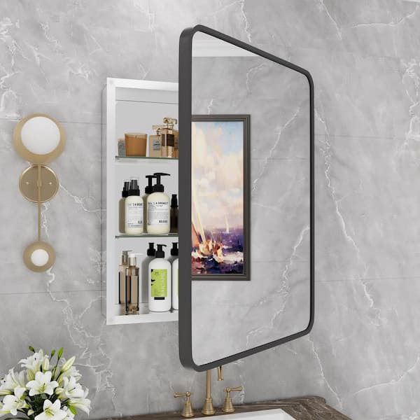 22 in. W x 28 in. H Rectangular Aluminum Medicine Cabinet with Mirror