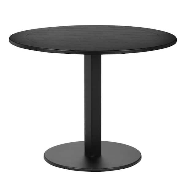 Benjara 35 in. Black Wood Top 4 Legs Dining Table with Aluminum Frame and Foldable Design Seats 4