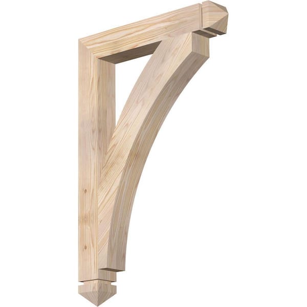 Ekena Millwork 3.5 in. x 36 in. x 24 in. Douglas Fir Thorton Arts and Crafts Smooth Bracket