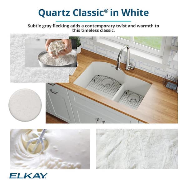 Elkay Quartz Classic White Quartz 15.75 in. Single Bowl Drop-In