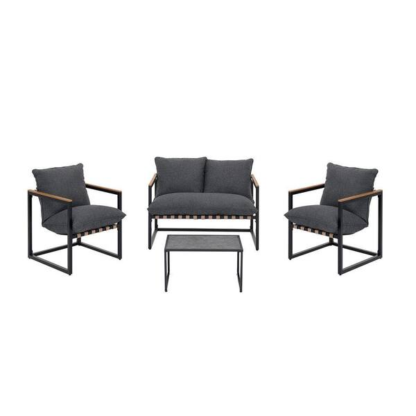 Uixe 4-Piece Steel Patio Conversation Set with Gray Cushions GMI ...