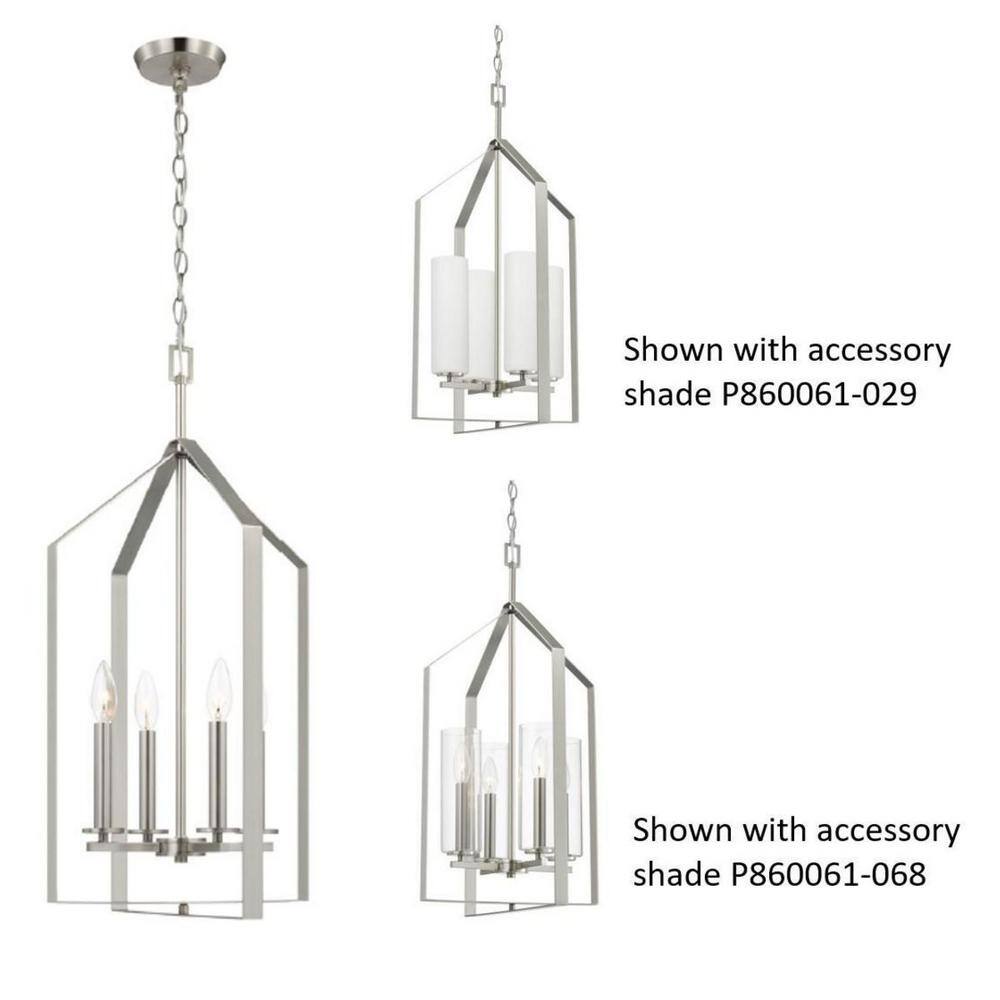 Vertex 28" Brushed Nickel Modern Foyer Light with Glass Shade