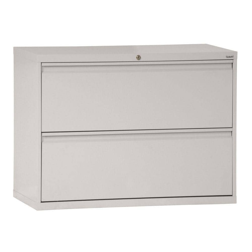 Sandusky 800 Series 42 In W 2 Drawer Full Pull Lateral File Cabinet In Dove Grey Lf8f422 05 The Home Depot