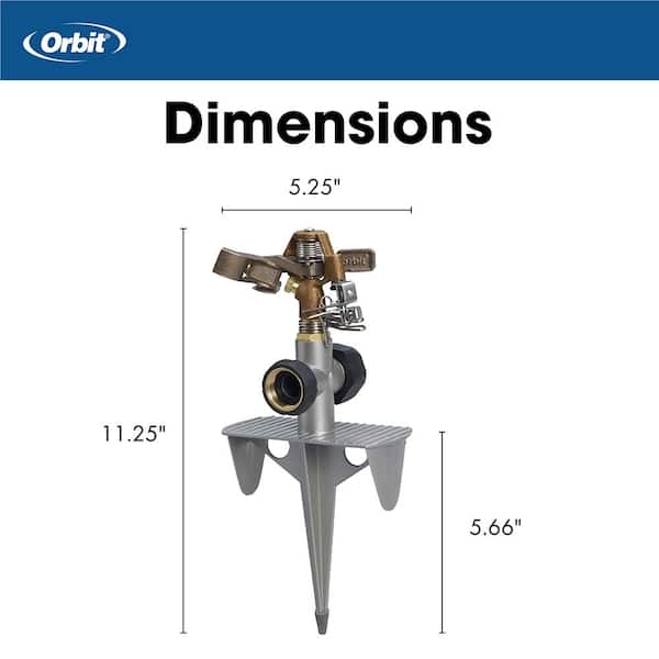 Heavy-Duty Adjustable Brass Impact Sprinkler on Heavy-Duty Zinc Spike