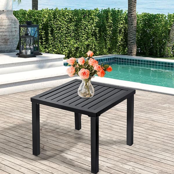 Black Durable and Rust-Proof Square Metal 18.1 in. Outdoor