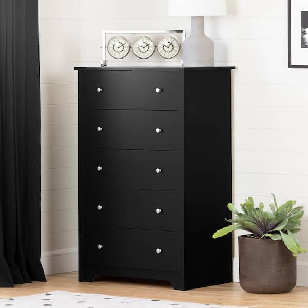 South Shore Vito 5-Drawer Pure Black Chest 3170035 - The Home Depot