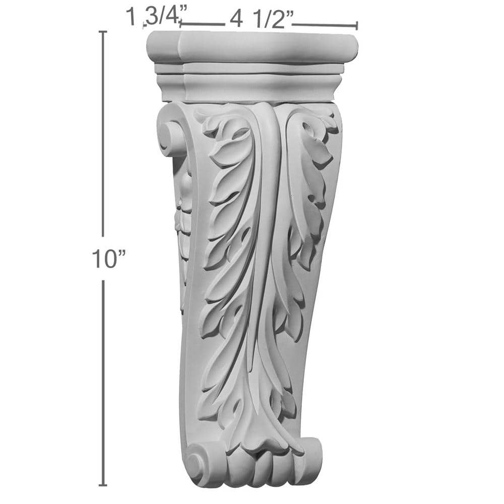 White Polyurethane Acanthus Decorative Corbel 10"
