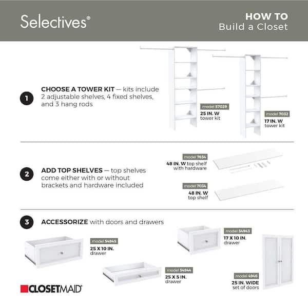 ClosetMaid Selectives 48 in. W - 112 in. W White Reach-In Tower