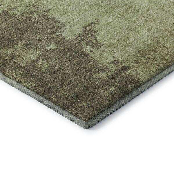 Mayfield Premium Machine Washable Abstract AMF1902 Olive 2 ft. x 3 ft. Area Rug