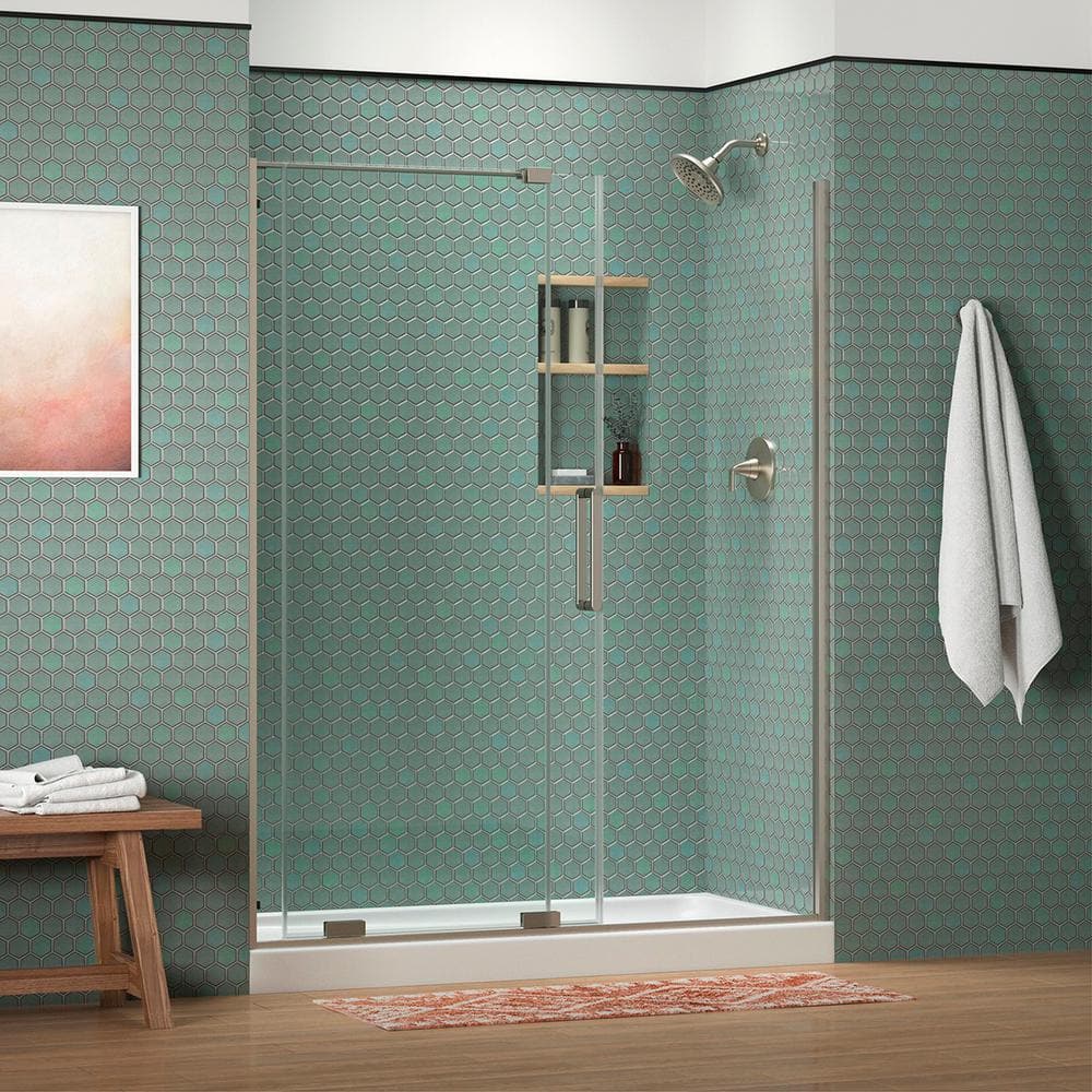 Crystal Clear Frameless Sliding Shower Door with Brushed Nickel Finish