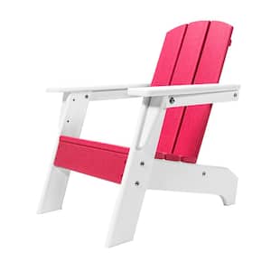 All Weather Resistant Outdoor Patio Child-Size Adirondack Chair, pink and white