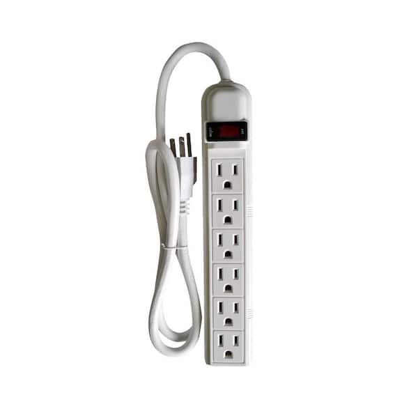 Unbranded 6-Outlet Power Strip with 3 ft. Cord (2-Pack)