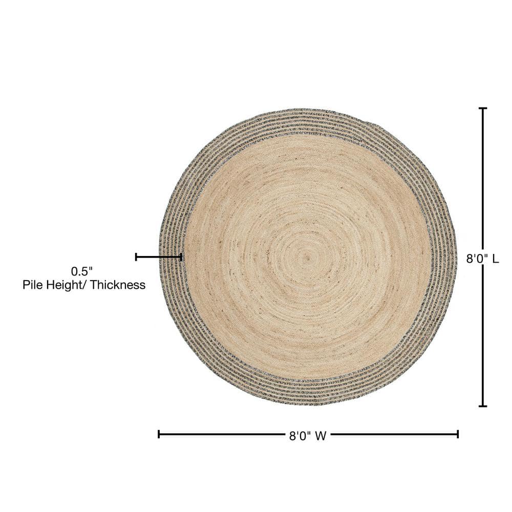 Coastal Ivory Hand-Knotted Jute 8' Round Area Rug