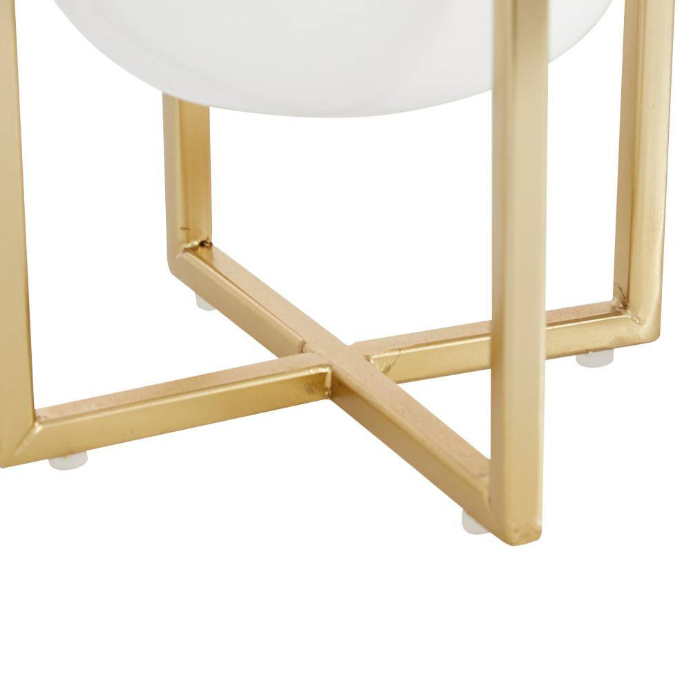 Contemporary White and Gold Metal Planter Set with Removable Stands