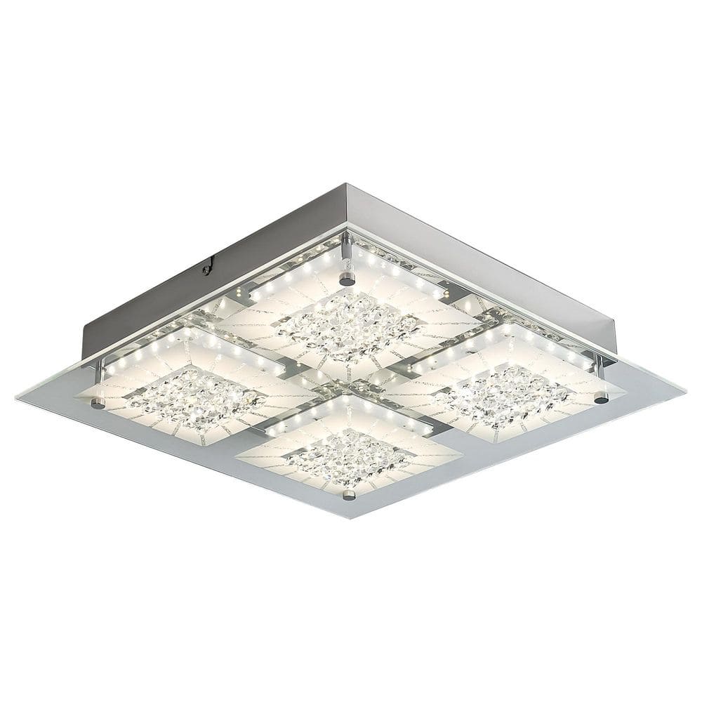 14 in Square Simple Dimmable Flush Mount with Clear Crystal Shade for Living Room LED Flush Mount price history on PriceWatchPro