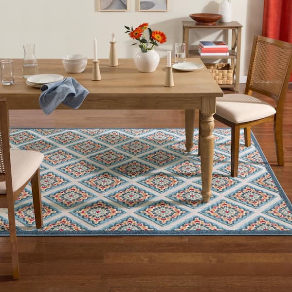 Brooks Retro Red/Multicolor 3 ft. x 5 ft. Geometric Indoor/Outdoor Patio Area Rug