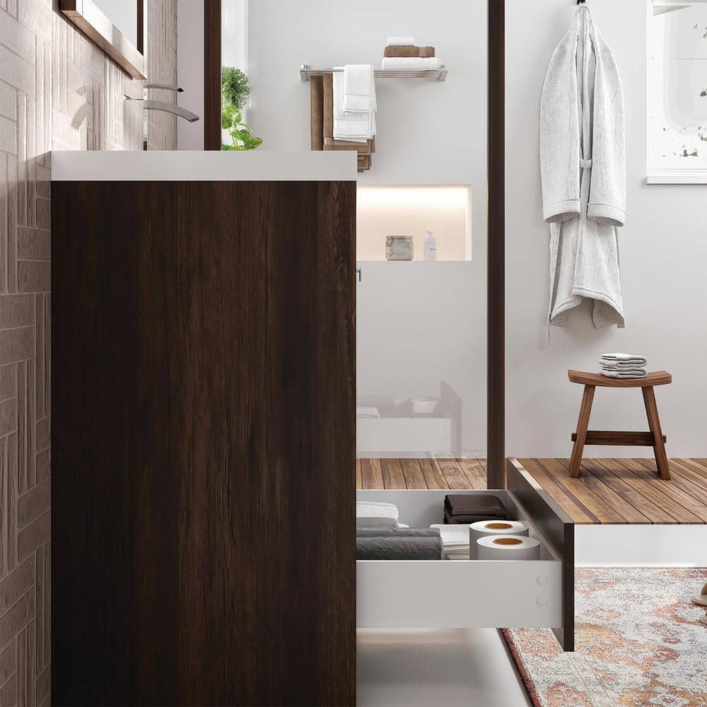Lugano 24" Rosewood Bathroom Vanity with White Acrylic Top