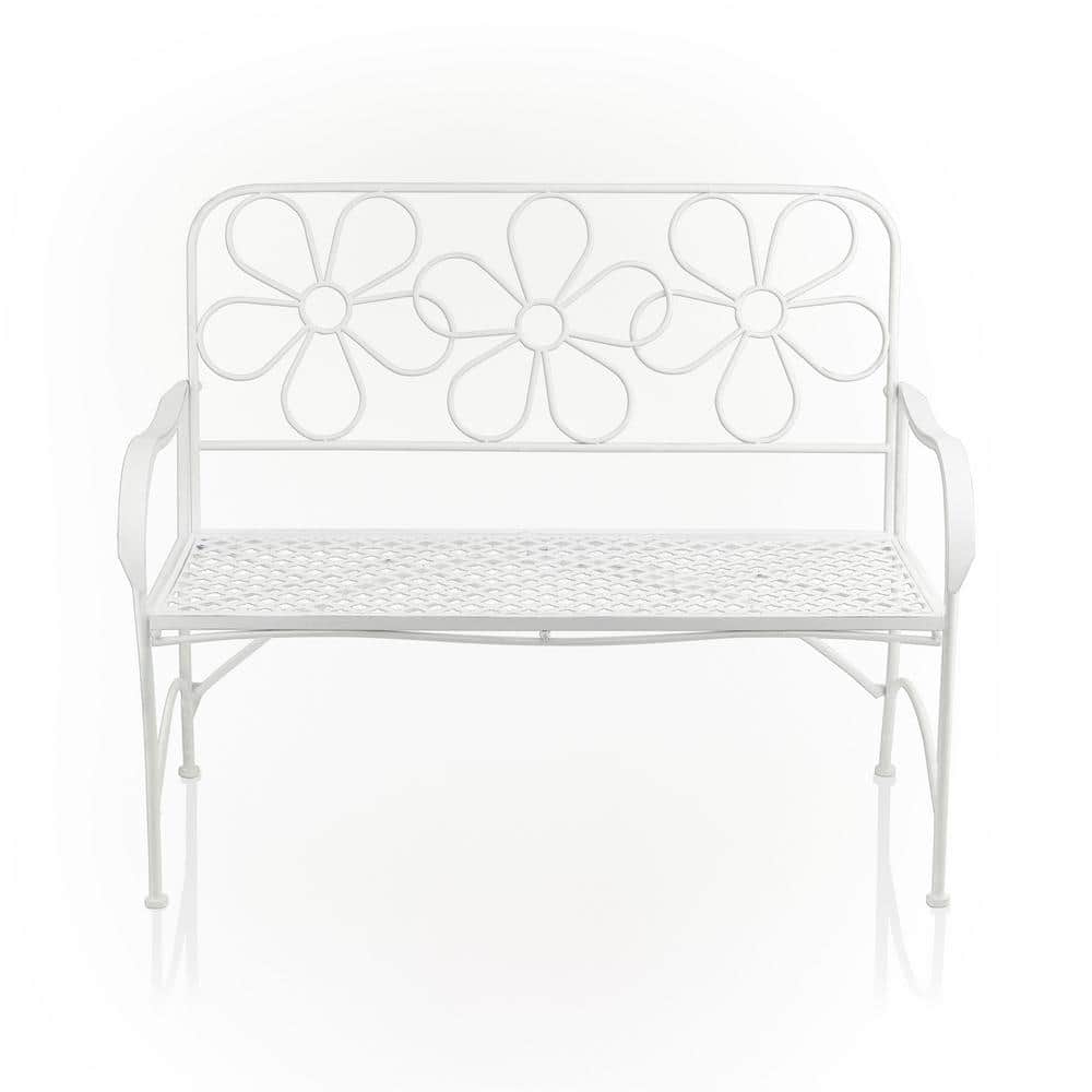 Daisy Metal Garden Bench, White