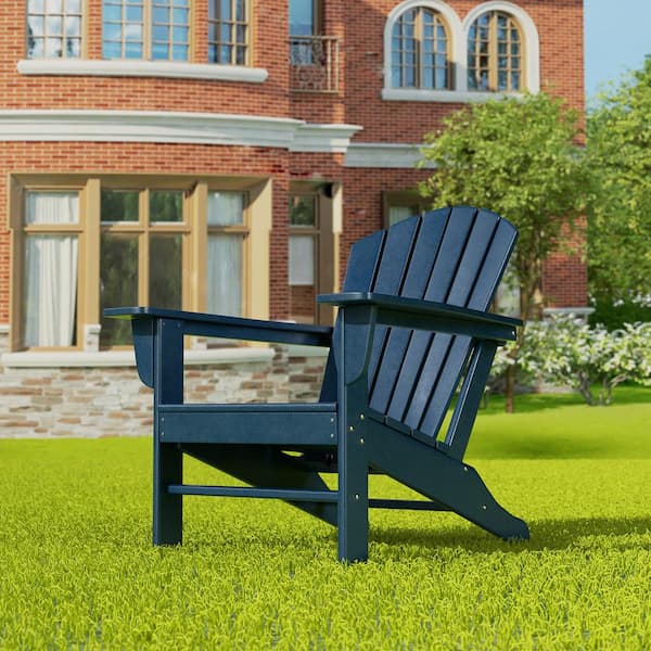 Mason Navy Blue Poly Plastic Outdoor Patio Classic Adirondack Chair, Fire Pit Chair