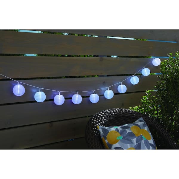 Outdoor/Indoor 7 ft. 10-Light Battery Powered Paper Lantern Mini Multi-Color Bulb LED String Light (2-Pack)